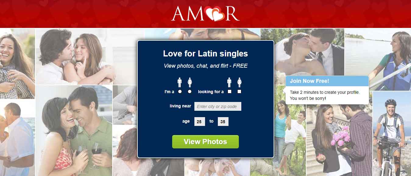 amor dating site homepage